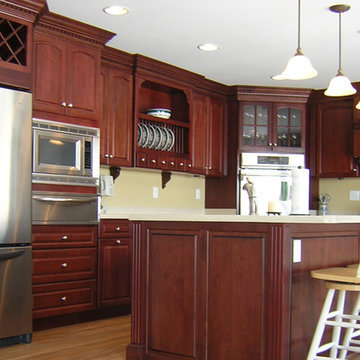 Dark Cherry Traditional Custom Kitchen with Wine and Plate Rack in Baltimore, MD