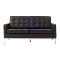 Florence Style Brown Leather Loft Loveseat - Loveseats