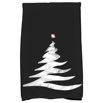 Wishing Tree Holiday Geometric Print Kitchen Towel, Black
