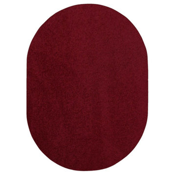 Furnish My Place Burgundy 4' x 6' Oval Solid Color Rug Made In Usa