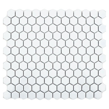 Hexagon Matte Tiles, 1 Sheet, White Gloss