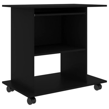 vidaXL Computer Desk Gaming Desk Office Table with Shelf Black Engineered Wood