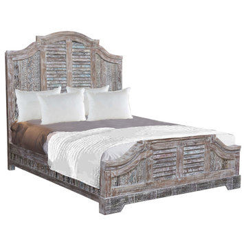 Cassidy Carved Bed, White, Queen