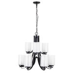 Yosemite Home Decor - Modern Classic 9-Light Chandelier, Oil Rubbed Bronze - Brighten any room that needs a boost with the transitional design of the Modern Classic chandelier by Yosemite Home Decor. The sleek, gently curved arms accented with an oil rubbed bronze finish gently slope down to hold incredibly beautiful frosted shades. Although this chandelier only requires a minimal amount of wattage it is sufficient for a variety of spaces that require strong illumination without any glare. Requires 9 60-watt candelabra (E12) incandescent bulbs (not included with purchase).