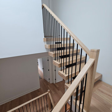Project #124 | Contemporary Red Oak and Steel Staircase