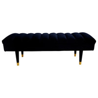 Divani Casa Ritner Modern Black Velvet Bench