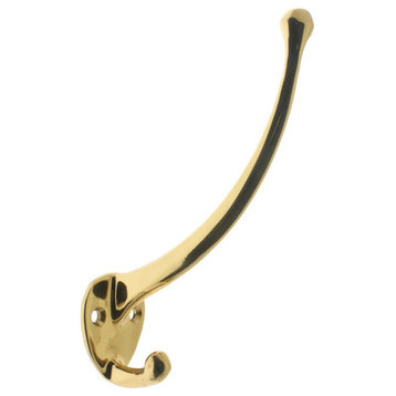 Genuine Solid Brass Garment Hook, Polished Brass