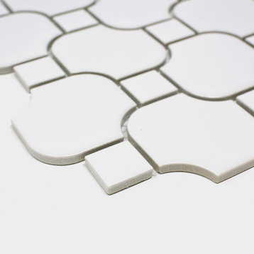 10.25"x10.25" Halibon Mosaic Tile Sheet, White