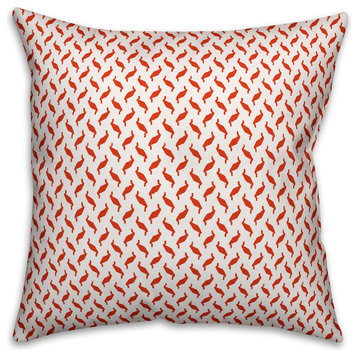 Red Zig Zag Pattern Throw Pillow Cover, 18"x18"
