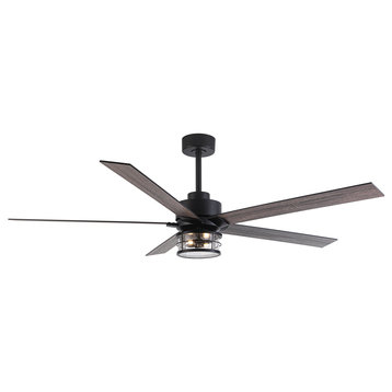 65 in Indoor/Outdoor Black LED Reversible DC Motor Ceiling Fan with Remote