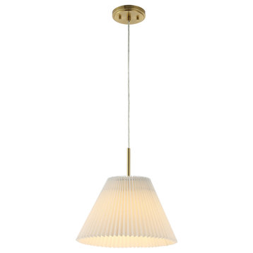 1-Light Classic French Country Iron LED Pendant With Pleated Shade