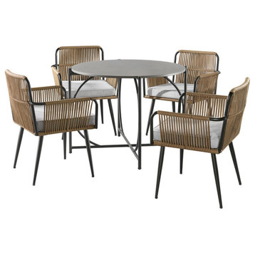 Alburgh All-Weather Outdoor Bistro Set, Four Rope Chairs and Bistro Table