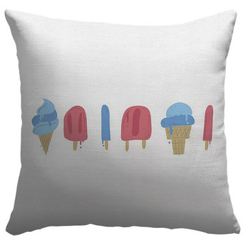 "Cool Treats in the Summer Heat" Outdoor Pillow 16"x16"