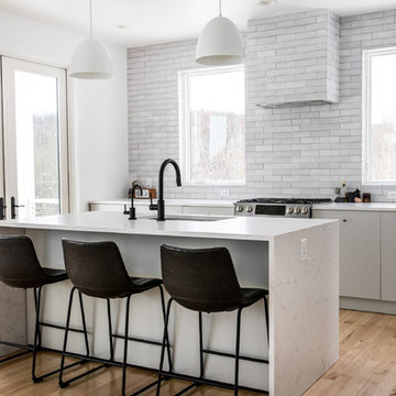 Cool Neutral Brick Kitchen