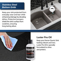 Karran Undermount Quartz 32" 60/40 Double Bowl Kitchen Sink Kit, Concrete