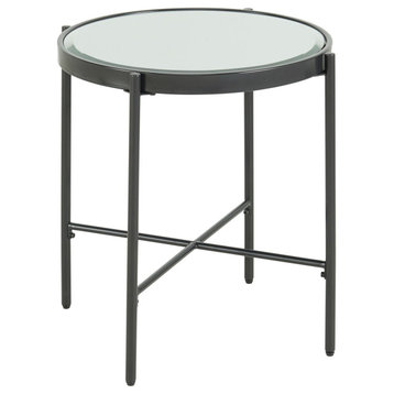 Carlo Round End Table With Mirror Top