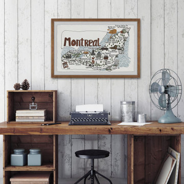 "Montreal Attractions" Framed Painting Print