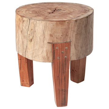 Asco 15"H Rustic Solid Reclaimed Wood Stool