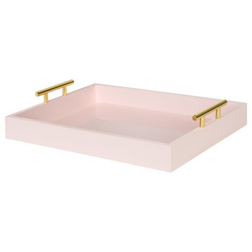 Lipton Decorative Wood Tray with Metal Handles, Pink/Gold