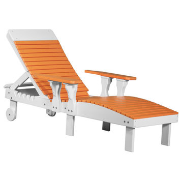 Poly Reclining Lounge Chair, Tangerine & White