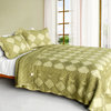 Natural Grace 3PC Vermicelli-Quilted Plaid Patchwork Quilt Set (Full/Queen)