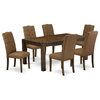 East West Furniture Lismore 7-piece Wood Dining Set in Jacobean Brown