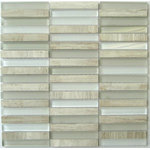GL Stone Tile - Polished Stone With Frosted and Clear Glass Mosaic Tiles, Wooden Gray, 1/4 Sheet - A great way to enhance your decor with a traditional aesthetic touch. This Mosaic Tile is constructed from durable, impervious Marble & Glass material, comes in a glossy and frosted finish glass and is suitable for installation on walls in commercial and residential spaces such as bathrooms ,floor tile, and kitchen backsplash.
