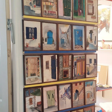 using art as tiles on the wall