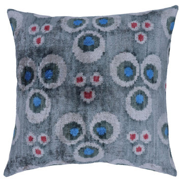 Canvello Handmade Gray Blue Velvet Throw Pillow 18"x18"