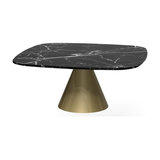 Oscar Small Square Coffee Table, Black Marble, Brass Base