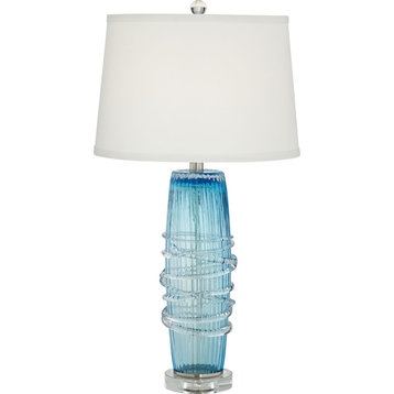 Seeded Glass Lamp - Blue-Sea