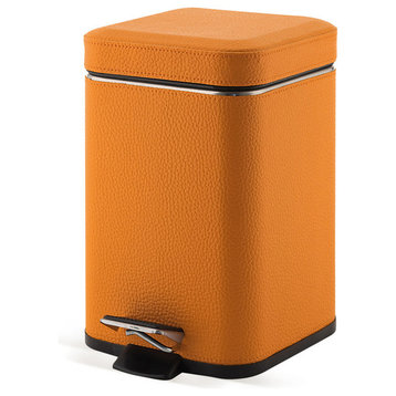 Square Orange Waste Bin With Pedal