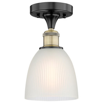 Innovations Lighting Castile 1-Light 6" Flush, Black Brass/White