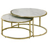 Massimo Coffee Table, Faux Marble Top, Gold Steel Base