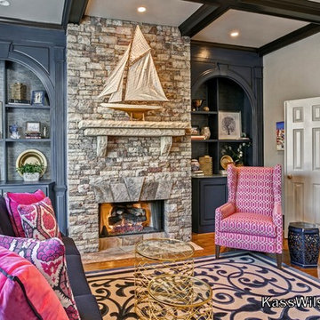 Dress Blues: A Bold New Look for refinished built-In cabinets