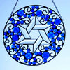 Stained Glass, Stained Glass Window Panel, Stained Glass Round, "Star Of David"