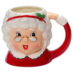 Cosmos Gifts Corp. - Fine Ceramic Mrs.Claus Christmas Mug - This Fine Ceramic Christmas Mug is perfect for functional use or decorative display. It can hold up to 14 ounces of water and it was made with Hand Painted Details. Excellent complement to your Christmas Home Décor. Please only Hand Wash and do not put inside of a microwave or dishwasher.