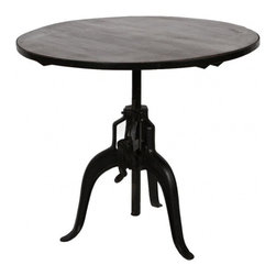 Industrial Crank Table with Wooden Top - Indoor Pub And Bistro Sets