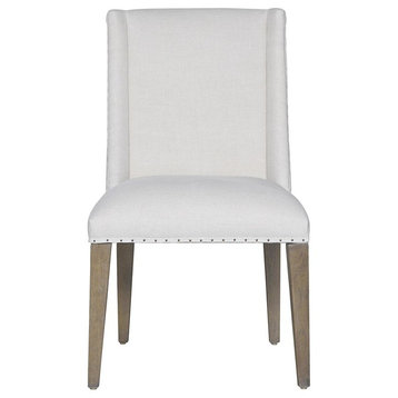 Jamison Belgian Linen Upholstered Wing Dining Chair Set Of 2