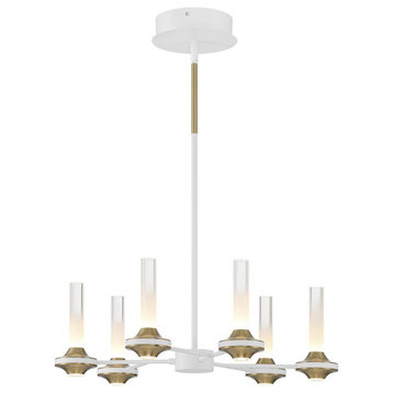 Torcia 12 Light Chandelier, White and Brass
