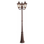 Livex Lighting - Livex Lighting 7666-58 Oxford - Three Light Outdoor Three Head Post - Includes Mounting Template with Anchor Bolts.