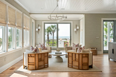 Living room - coastal living room idea in Charleston