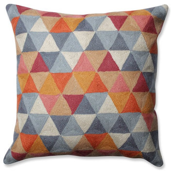 Pillow Perfect Triangle Grid Throw Pillow, Citrus Gray 16.5"