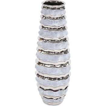 Two Tone Spiral Vase Matte, Metallic Silver, Short
