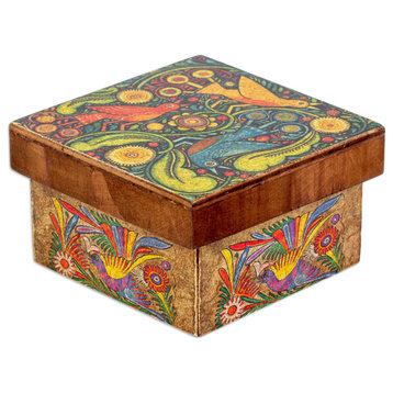 Novica Handmade Otomi Flight Decoupage Decorative Box