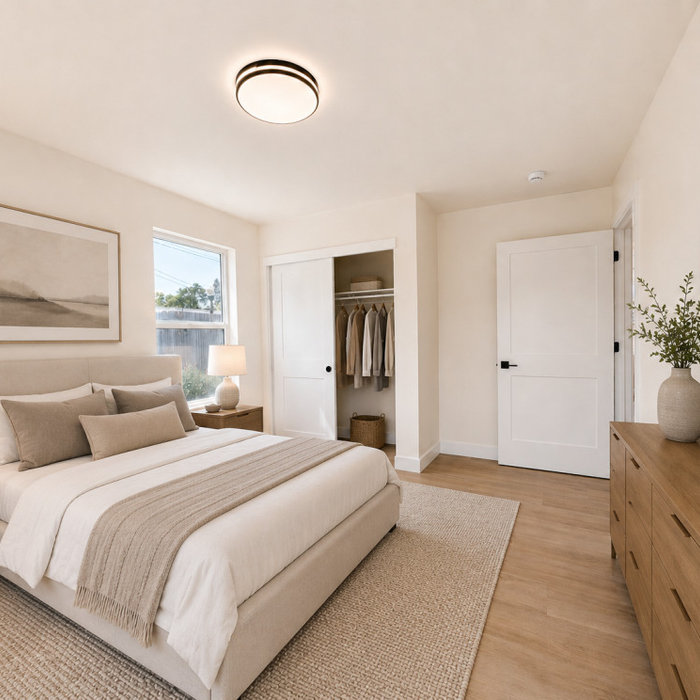 Inspiration for a modern bedroom remodel in Sacramento