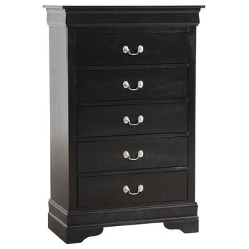 Louis Phillipe II Black 5 Drawer Chest of Drawers (31 in L. X 16 in W. X 48...