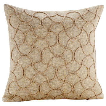 Beige Decorative Pillow Covers 22"x22" Cotton, Jute Heritage