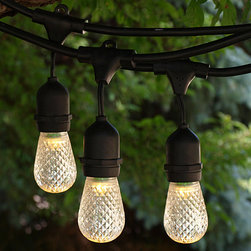 100' Black Commercial Grade Medium String Light with Suspenders and LED S14 Warm - Lighting