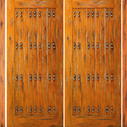 Knotty Alder Entry Prehung Double Door With 2 Sidelites - Front Doors